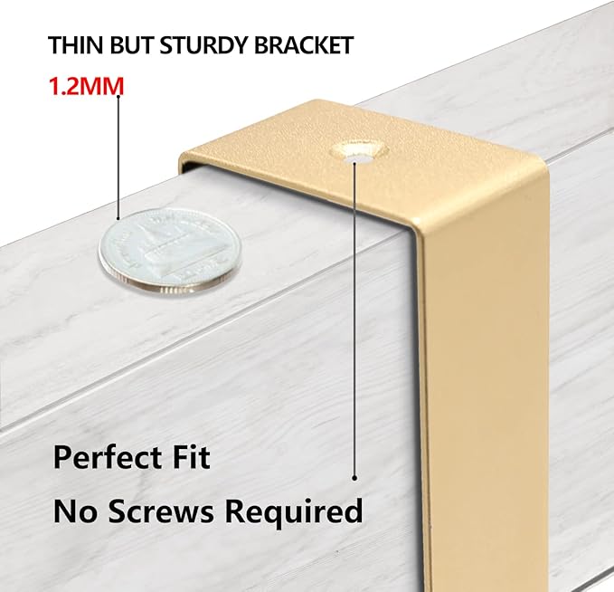 Over The Door Hooks Door Hanger, Moving 6-Hooks Over Door Coat Rack for Hanging, Aluminum Heavy Duty Door Organizer for Towel Robe Hat Bag, Behind Back of Door Bathroom (Gold)