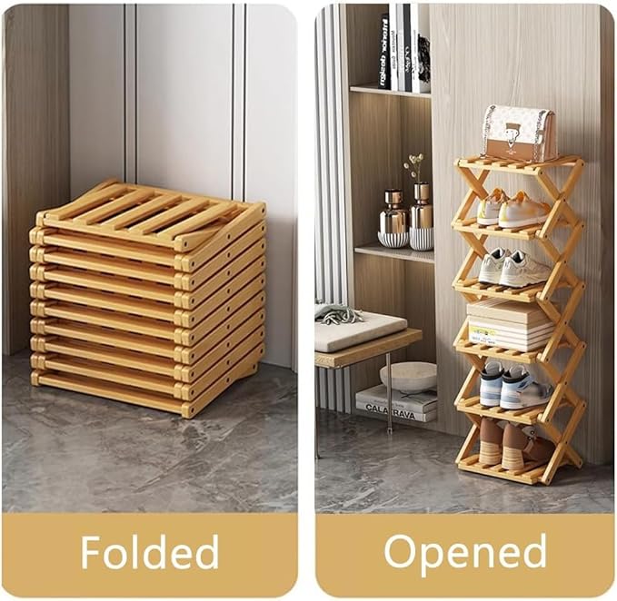 Vertical Narrow Shoe Rack, 6 Tier Portable Folding Shoe Storage Rack, Without Installation Free Standing Shoe Rack for Corridors, Bedrooms Living Room Corner and Small Spaces (6 Tier)-NeatNest