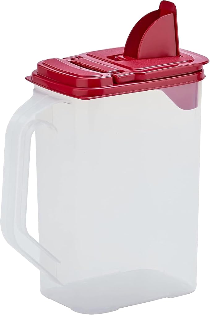 Buddeez Flour and Sugar Container - 4 Quart All Purpose Kitchen Organization and Storage Unit, Dry Storage Container For Kitchen, Large Food Storage Container for Organizing Your Pantry (Red Lid)-NeatNest