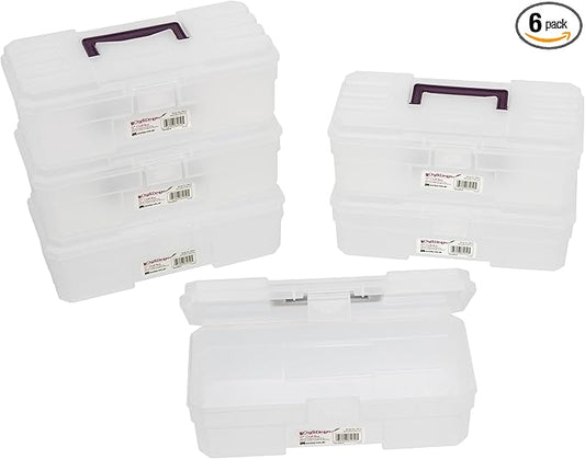 Akro-Mils 12-Inch ProBox Plastic Art Supply, Hobby or Craft Storage Toolbox, Model 09912CLPUR, (12-Inch x 5-1/2-Inch x 4-Inch), Clear, 6-Pack-NeatNest