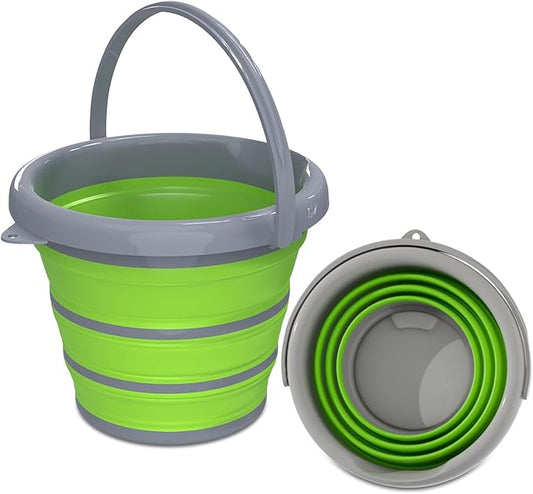Collapsible Bucket with Handle - 10L (2.6 Gallon) Portable Water Bucket for Car Wash Household Cleaning,for Outdoor Garden Camping Fishing Car Wash Space Saving- Green-NeatNest