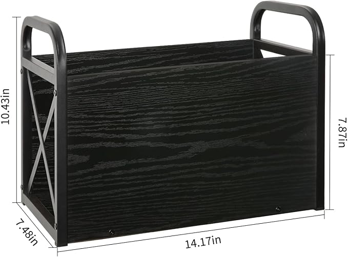 YINMIT Magazine Holder, Magazine Rack Floor, Magazine Storage Basket, Folder Organizer Bin for Books, Newspapers, Tablets (Black)-NeatNest