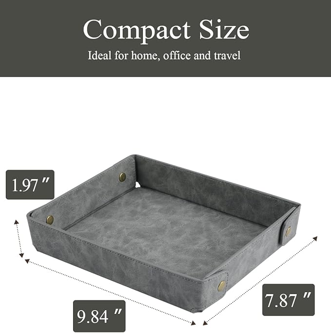 CASIRENA Father's Day Gifts Faux Leather Valet Tray Organizer for Men - Catch-All Tray for Entryway Table Key, Wallet, Watch, Coin Change, Phone, Dresser EDC Dump Jewelry, Bedside Nightstand Desk-top-NeatNest