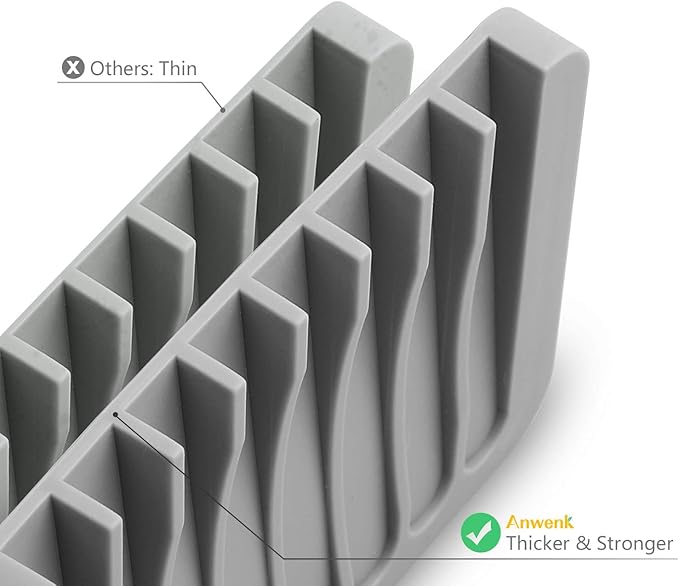 Anwenk Soap Dish for Shower Waterfall Soap Holder Soap Tray Soap Saver Drainer Flexible Silicone for Shower/Bathroom/Kitchen/Counter Top,Keep Soap Bars Dry Clean,Easy Cleaning- Grey, 1Pack-NeatNest