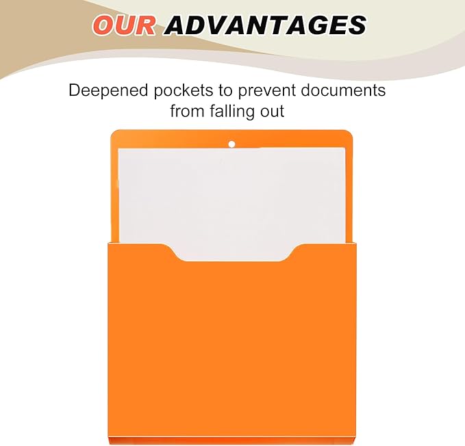 Fuutreo 6 Pcs Magnetic Wall File Organizer Magnetic Wall File Holder Refrigerator Magazine Holder for Mail Letters Paper(Bright Color,10 x 13 Inch,Vertical)