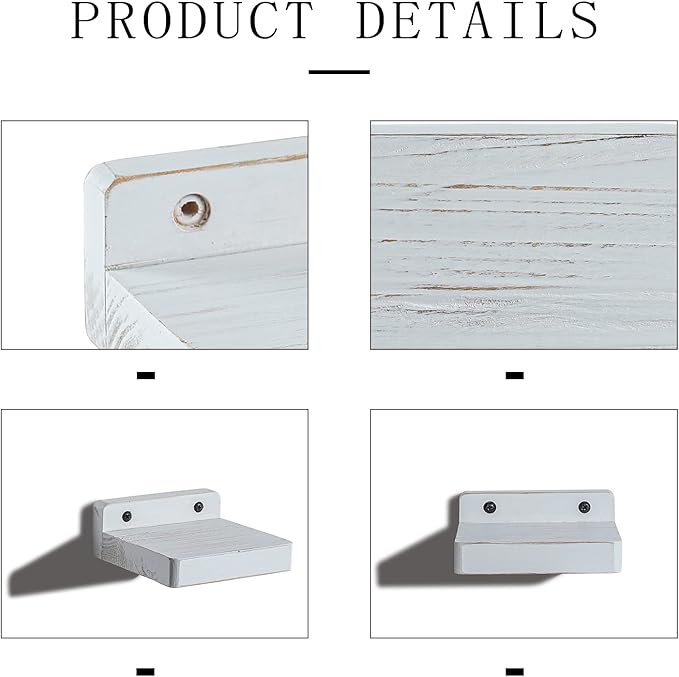 Freezing point Small Floating Shelves for Wall Set of 2 Natural Wood 4Inch Mini White Wall Shelf Decor Plant Display Collectibles Mounted Kitchen Bathroom Bedroom Corner Decorative Storage Tiny Stand-NeatNest