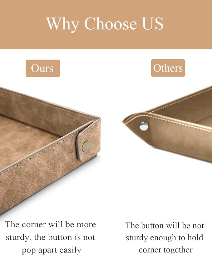 CASIRENA Father's Day Gifts Faux Leather Valet Tray Organizer for Men - Catch-All Tray for Entryway Table Key, Wallet, Watch, Coin Change, Phone, Dresser EDC Dump Jewelry, Bedside Nightstand Desk-top-NeatNest