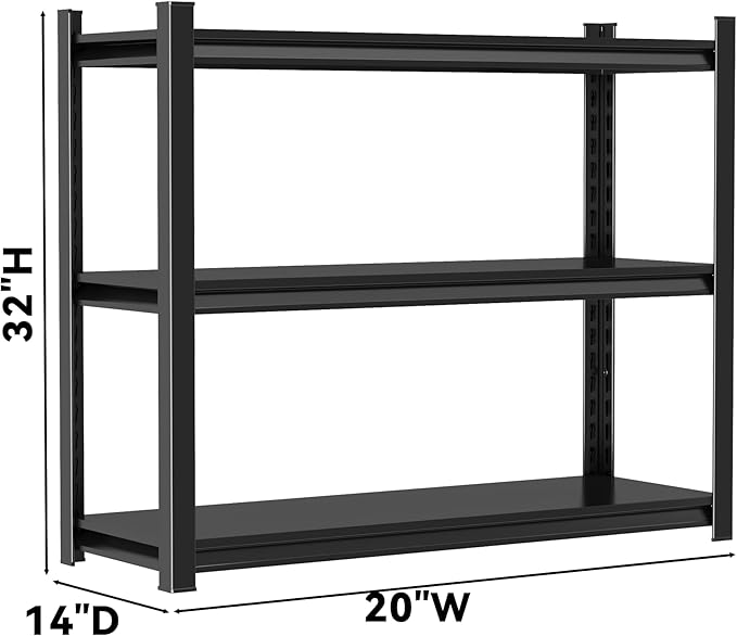 3-Tier Bookshelf for Small Spaces - Industrial Metal Frame, Black Finish - Bedroom/Living Room/Kitchen/Balcony Book & Display Shelf