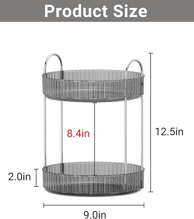 360 Rotating Makeup Organizer for Vanity,Bathroom Countertop Organizer,Spinning Perfume Organizer&Vanity Organizer(Grey-2 Tier)-NeatNest