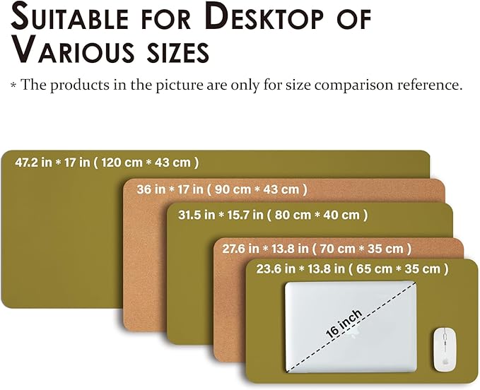 Cork Desk Mat - Small Dual-Sided Desk Pad for Office and Home - Desk Organization and Accessories - Ideal for Large Mouse Pad and Small Desk Mats on Top of Desks(Olive Green,23.6"x 13.8")-NeatNest