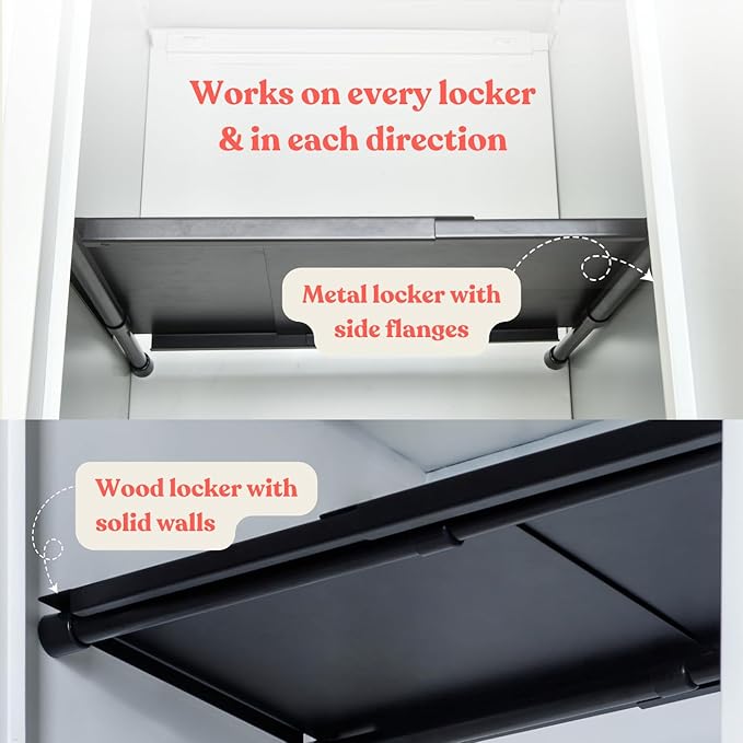 Metal Adjustable Locker Shelf | Heavy Duty Powder-Coated Steel Locker Organizer for School & Gym (Small - Max 16.5")
