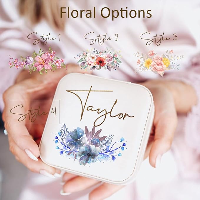 DayOfShe Bridesmaid Proposal Gifts Personalized Travel Jewelry Box-Leather Small Jewelry Organizer for Maid of Honor Gift for Bridesmaids-NeatNest