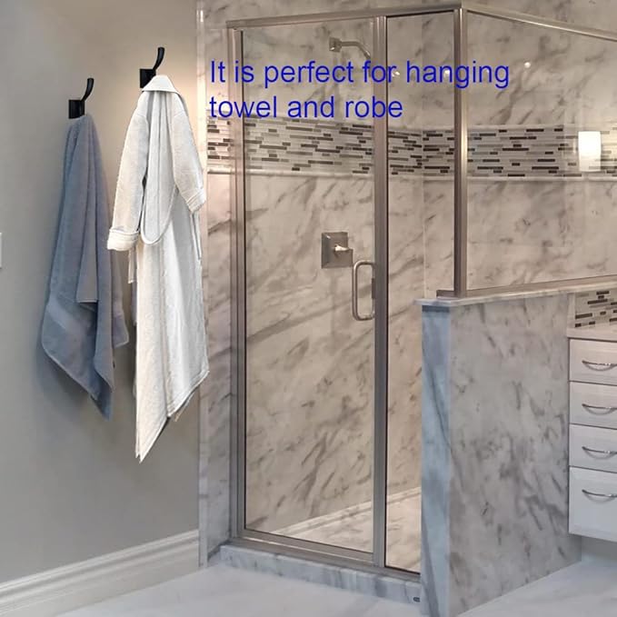 Black Towel Hooks,Double Towel Robe Clothes Coat Holder,Heavy Duty Wall Mount Hooks for Bath Bedroom Kitchen Pool Garage Hotel,4 Pack-NeatNest