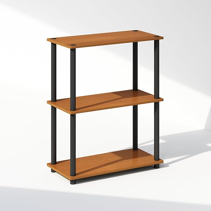 Furinno Turn-N-Tube 3-Tier Multipurpose Compact Bookcase, Light Cherry-NeatNest