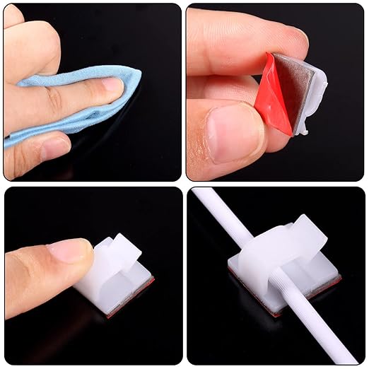 Blulu 100 Pcs Adhesive Cable Clips Bulk Wire Holder for Cord Organizer Clips Cable Management Outdoor Light Hooks for Christmas Wall String Lights Fairy Lights-NeatNest