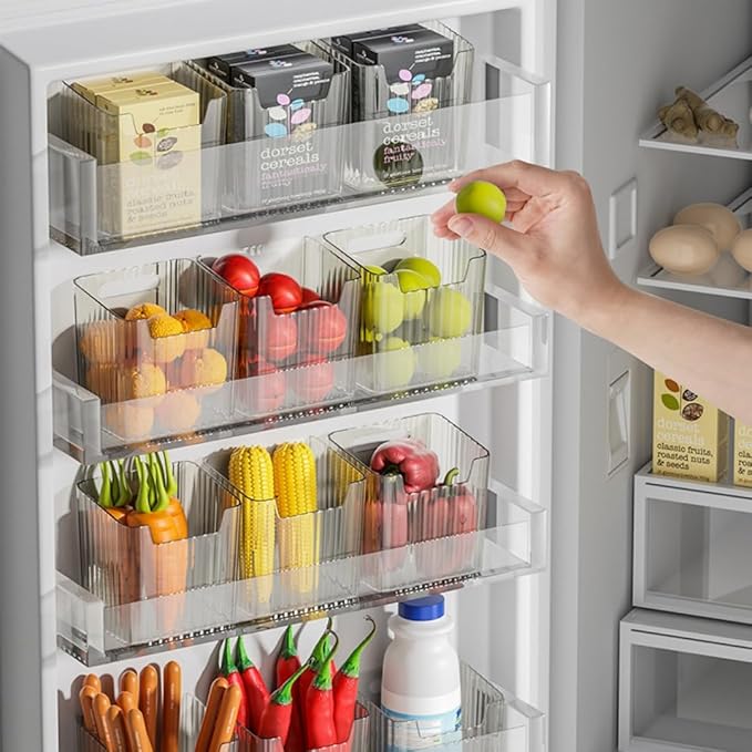 2 Pack Storage Organizer Bins, Wall Mount Organizer Clear Plastic Cabinet Containers Makeup Organizer for Fridge Wall Kitchen Bathroom Countertops Pantry-NeatNest