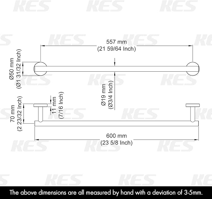 KES 21.3 Inches Matte Black Towel Bar for Bathroom Kitchen Hand Towel Holder Dish Cloths Hanger Towel Rack SUS304 Stainless Steel RUSTPROOF Wall Mount, Total Length 23.6 Inch, A2000S60-BK