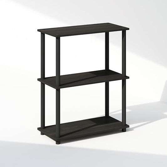 Furinno Turn-N-Tube 3-Tier Multipurpose Compact Bookcase, Espresso/Black-NeatNest