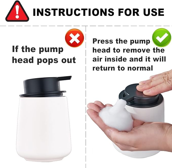 12Oz Foaming Hand Soap Dispenser - White Foam Soap Dispenser Bathroom with Easy-to-Press Pump, Modern Refillable Liquid Lotion Hand Soap Dispenser, Ceramic Dish Soap Dispenser for Kitchen-NeatNest