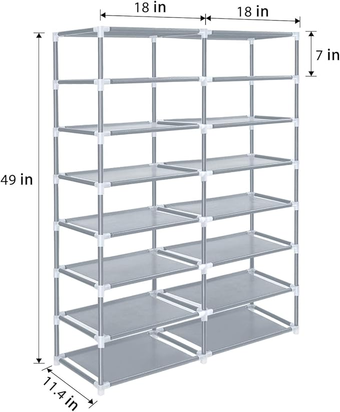ERONE Shoe Rack Storage Organize, 28 Pairs Portable Double Row with Nonwoven Fabric Cover Shoe Shelf Cabinet for Closet-NeatNest