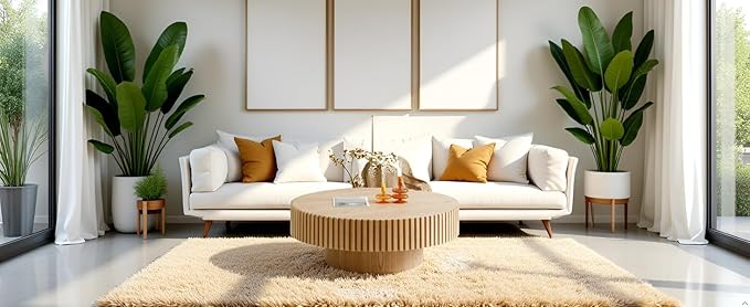 KEVINSPACE Round Coffee Table Wood, Drum Coffee Tables for Living Room Mid Century Modern CoffeeTable Fluted CircleCoffeeTable Accent Small Center Table Easy Assembly Light Wood Oak