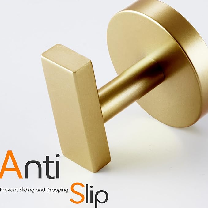 Robe Hook Bath Towel Hooks Stainless Steel Wall Hooks for Bathroom Kitchen Closet Garage Door Hanger Brushed Gold 2 Pack, AN1001GD-P2
