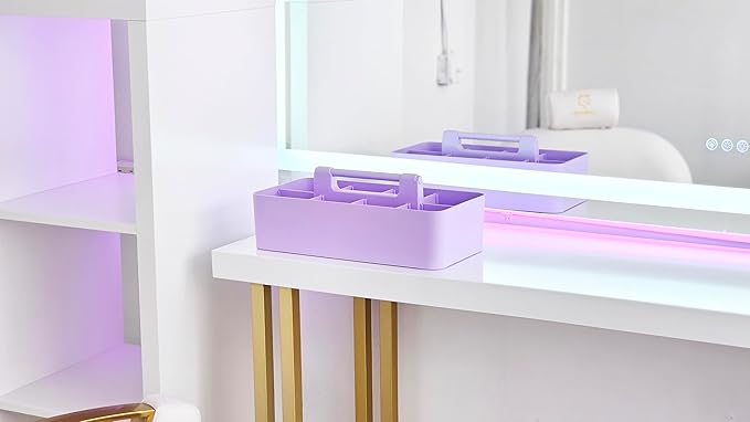 8 Compartments DIY Dividers,Large caddy, Multi Purpose, Simple, Portable, Stackable, Modern Solution for School, office, Desktop -MADE IN USA (Lavender)-NeatNest