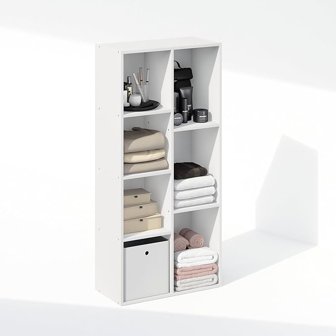 Furinno Reed 7-Cube Open Shelf Clothing & Closet Storage Organization, White-NeatNest