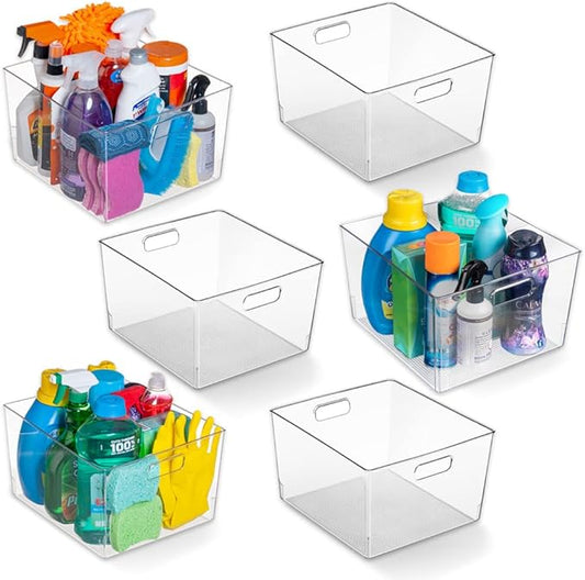 ClearSpace Clear Plastic Storage Bins – XL 6 Pack Perfect Kitchen or Pantry Organization Fridge Organizer and Storage Bins, Cabinet Organizers-NeatNest