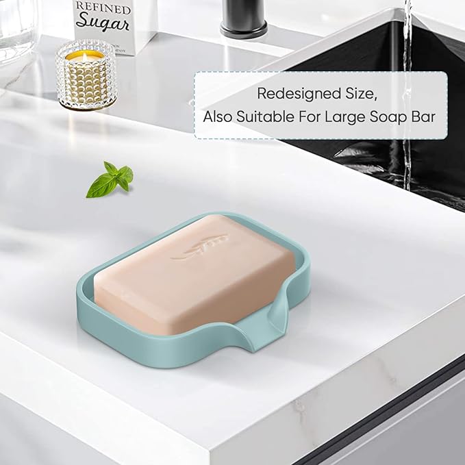 Great Silicone Soap Dish - 4 Pcs Thickened Self-Draining Soap Tray for Shower & Bathtub-Great High-Purity Silicone Soap Dish-NeatNest