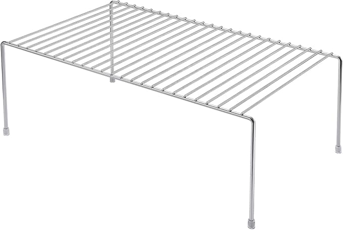 iPEGTOP Set of 6 Large (15.7 x 9.4 Inch) Kitchen Cabinet Organizer Shelf, Wire Freezer Storage Shelves Rack, Rustproof Steel Metal Shelf Riser for Dish Plates Pantry Cupboard Organization, Chrome-NeatNest