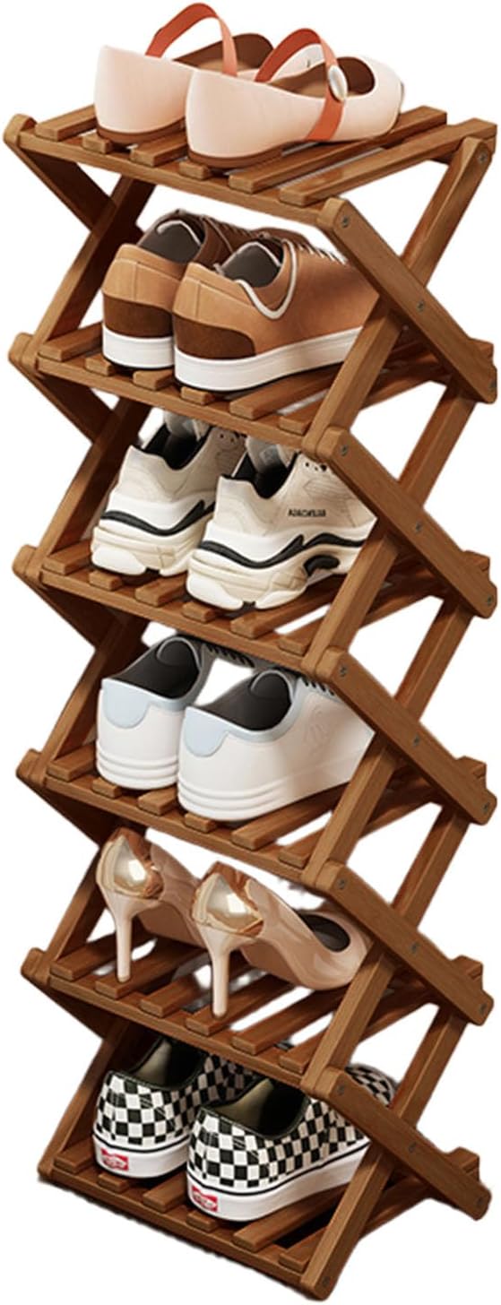 YYW Bamboo Shoe Rack for Entryway, Free Standing Shoe Racks Shelf Closet, Widen Foldable Vertical Shoe Storage Organizer for Living Room-NeatNest