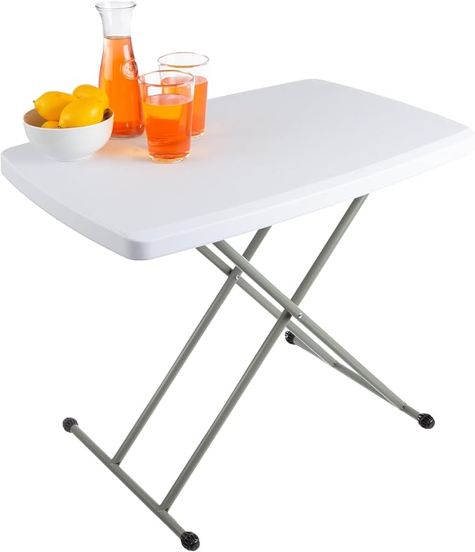 Everyday Home Folding Table - Lightweight Portable Folding Desk - Small Plastic Table for Camping, Playing Cards, and Crafting (White)-NeatNest