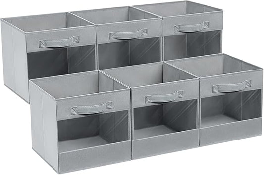 DIMJ Storage Cubes, 6 Pack Foldable Bins for Organization, 11 Inch Cube Storage Bin, Storage Baskets for Shelves, Versatile Closet Organizer for Clothes, Toys, Books (Grey)-NeatNest