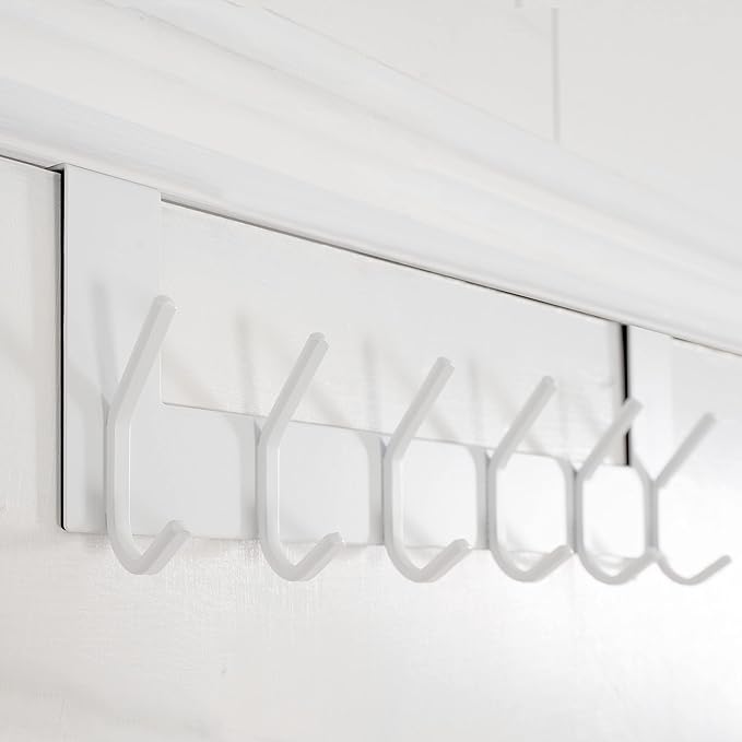 WEBI Over The Door Hooks,Over Door Towel Rack,Door Hanger,Door Coat Hanger,Door Coat Rack,Door Hooks for Hanging Clothes,Back of Door,White
