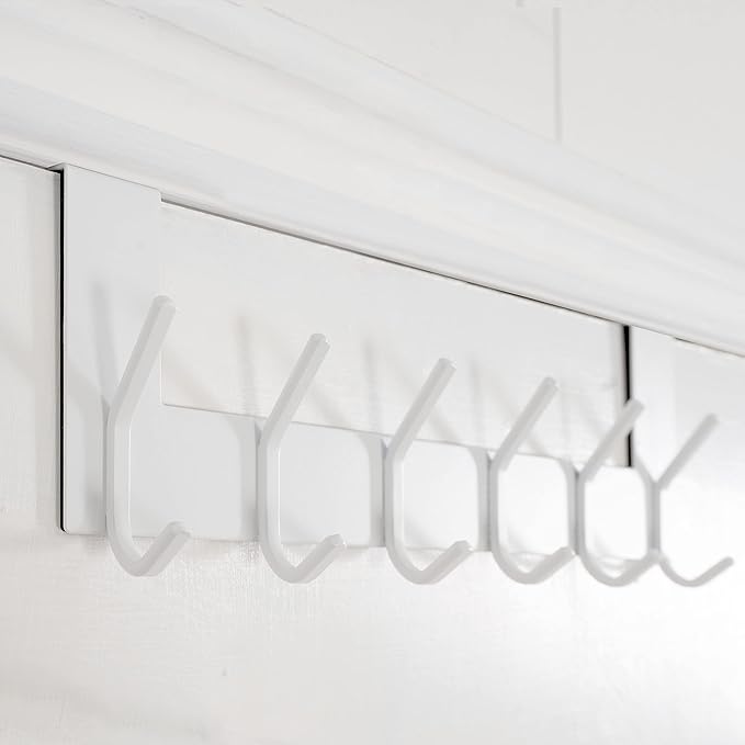 WEBI Over The Door Hook White,Over The Door Towel Rack,Door Hanger,Door Coat Towel Hanger,Door Coat Rack for Hanging Clothes,Jacket,Back of Bathroom,2 Packs