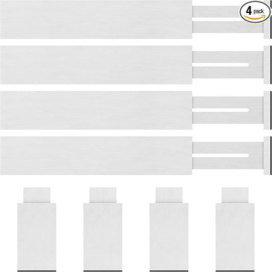 Bamboo Drawer Dividers Organizer with Inserts, Expandable from 12.5-21.7", Adjustable Drawer Organizer Separators for Utensils, Dresser, Bedroom, Bathroom, Closet, Clothing, Office (White)-NeatNest
