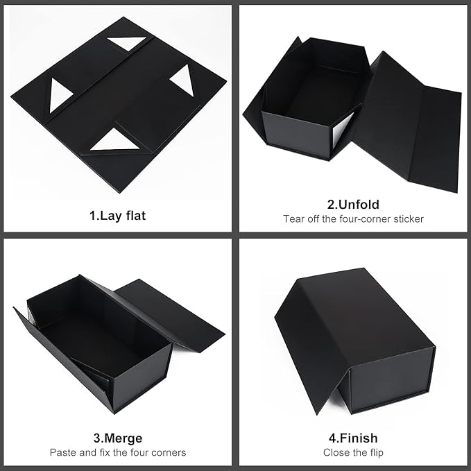 Gift Boxe 10" x 6" x 3" with Magnetic Closure Lid Gift Boxes for Presents,Bridesmaid Gifts Box,Cute Box,Birthday Gift box,Luxury for Gift Packaging, Magnetic Gift Box for Wrapping Gifts (Black/5PCS)-NeatNest