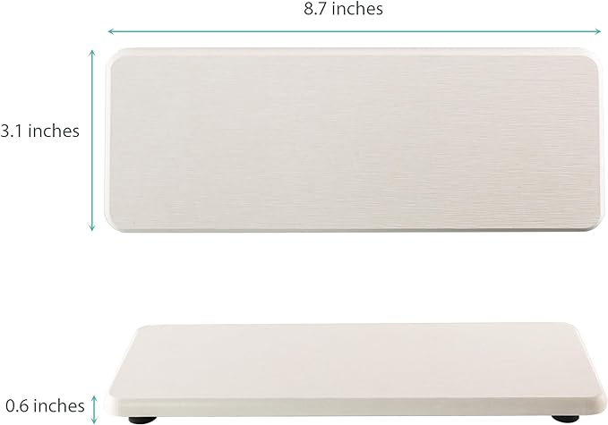 2 Pcs Water Absorbing Stone Trays, Kitchen/Bathroom Sink Soap Dish, Diatomite Tray Used for Hand Soap & Cosmetic Bottles in The Modern Home, 3.15" W x 8.7" L, White-NeatNest