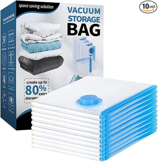 10 Pack Vacuum Seal Bags for Clothing Travel 80% Space Saver Vacuum Storage Bags for Luggage, Business Trip (10 Hand Roll Up)-NeatNest
