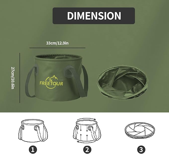 Baiao Collapsible Bucket 5 Gallon, Portable Collapsible Bucket with Handle, Folding Water Container for Fishing Camping Beach Hiking Home Travel Car Washing(Green 20L)-NeatNest