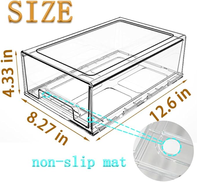 clear Drawer-Type Plastic Storage Box Bins Organizer，Family First Aid Kits Medicine cabinet Box Organizer,Closet ，Shelf，Ointments, Adhesive Bandages，Cosmetics,Office Items (clear, 2L)-NeatNest