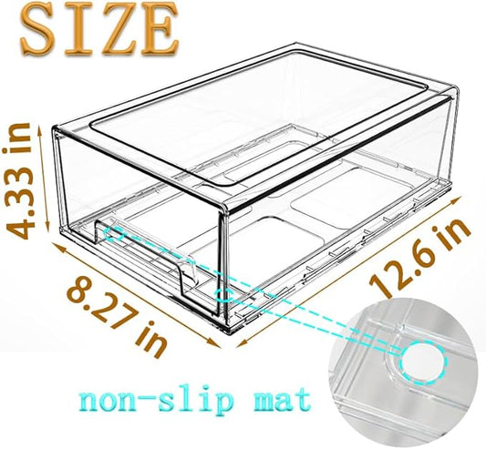 clear Drawer-Type Plastic Storage Box Bins Organizer，Family First Aid Kits Medicine cabinet Box Organizer,Closet ，Shelf，Ointments, Adhesive Bandages，Cosmetics,Office Items (clear, 6L)-NeatNest