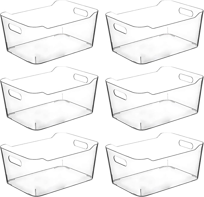 Clear Plastic Storage Bins, Pantry Organizers and Storage Containers, Large Fridge Organizer Bins, Home Kitchen Cabinet Organizer, Medicine Cabinet Bin for Organizing Freezer Closet-NeatNest