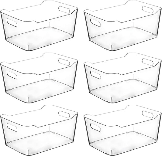 Clear Plastic Storage Bins, Pantry Organizers and Storage Containers, Large Fridge Organizer Bins, Home Kitchen Cabinet Organizer, Medicine Cabinet Bin for Organizing Freezer Closet-NeatNest