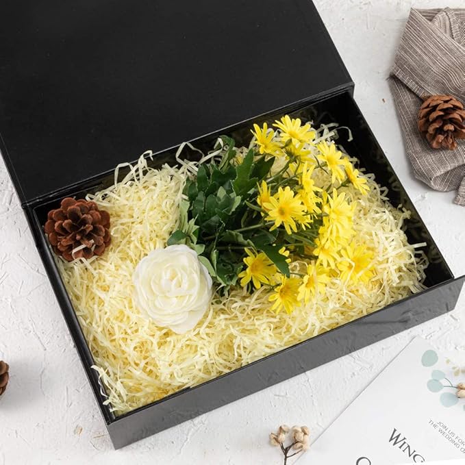 1 Pack Black Gift Boxes with Lids Small 12 x 8 x 2.7 Inches Clothes Gift Boxes for Presents Shirt Gift Boxes with Ribbon Magnetic Gift Boxes Bulk Cute Box for Packaging (Glossy Surface)-NeatNest