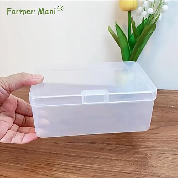2 Pack Rectangle Plastic Clear Storage Containers Box (6.5 x 4.09 x 2.68 inch), Small Clear Case for Pills, Jewellery, Herbs, Tiny Bead, Craft Items-NeatNest