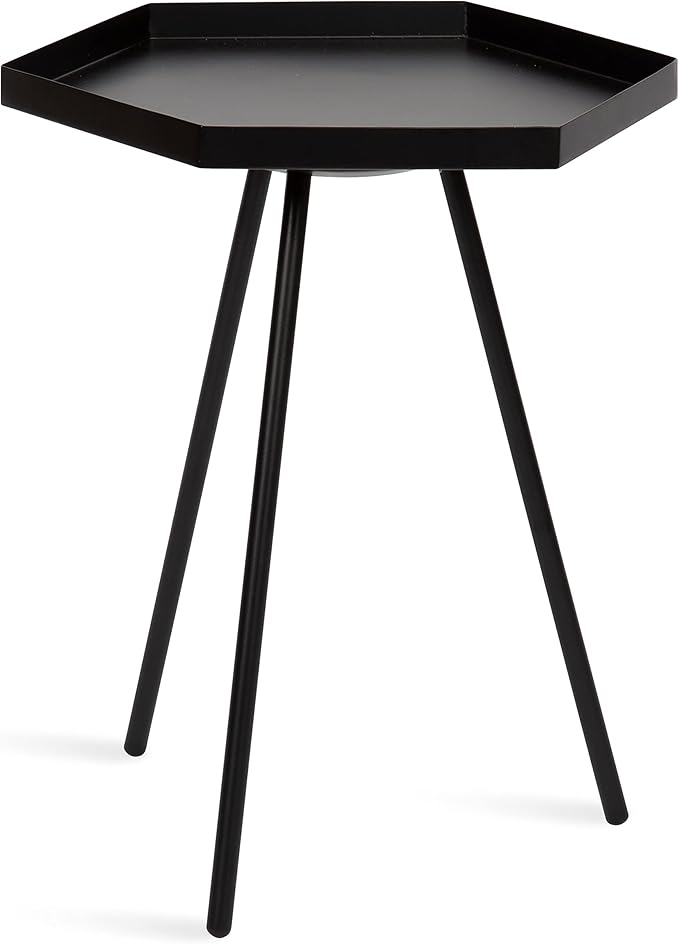 Kate and Laurel Kashvi Modern Side Table; 17 x 15 x 20; Black; Decorative Hexagon Bedroom Nightstand Table for Storage and Display