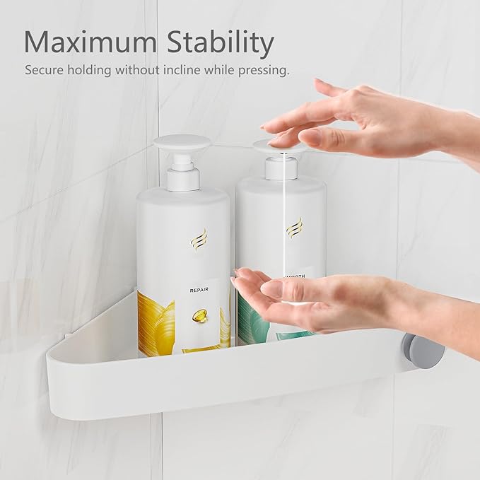 Sotfamily Shower Caddy Corner, Adhesive Corner Shower Shelves for Bathroom Organizers and Storage, Rust Free Plastic Rack for Bathroom Accessories & Decor, 2 Pack + Soap Dish, White