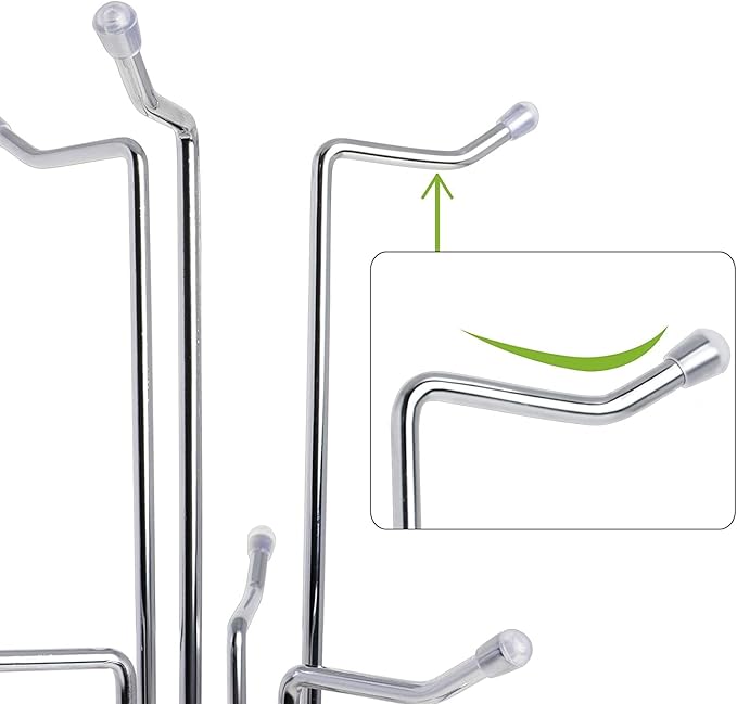 HULISEN Coffee Mug Holder for Countetop, Cup Tree for Counter Large Mugs with 6 Hooks, Metal Cup Holder Stand, Standing Rack Display for Coffee Bar, Silver-NeatNest